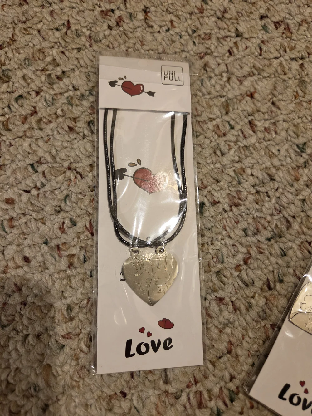 UNIF Kids Gold Heart Pendant Necklace with Black Cord